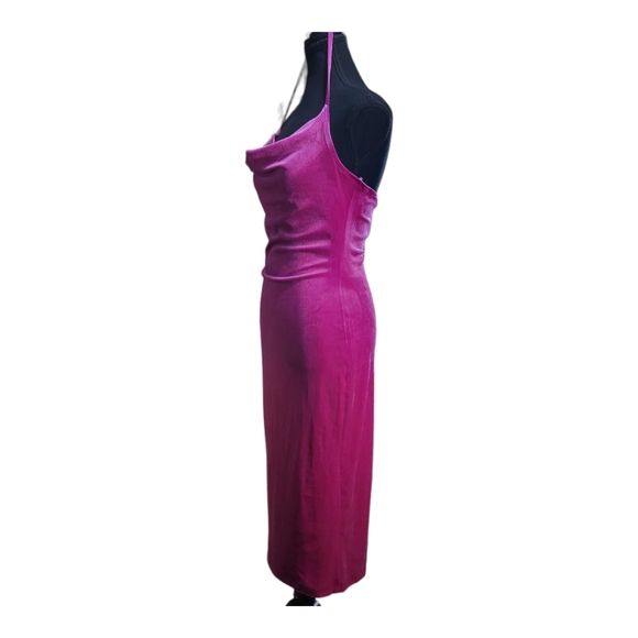 Trendyol cowl neck midi cami dress in pink velvet (NWT) - Picture 5 of 10